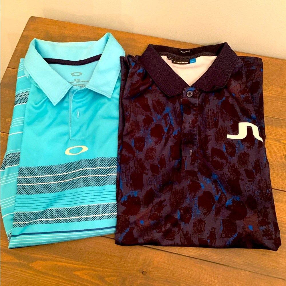 Set of 2 Men’s golf shirts J Lindeberg and Oakley In good condition.